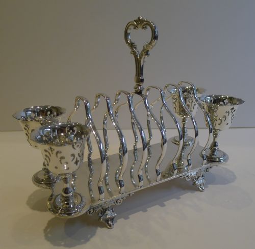 Antique English Silver Plated Toast and Egg Cruet C.1870