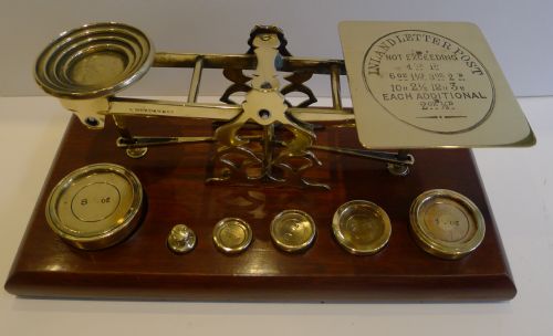 Fabulous Large Mahogany & Brass Postal Scale by S. Mordan & Co., London C.1885
