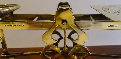 fig 1. Fabulous Large Mahogany & Brass Postal Scale by S. Mordan & Co., London c.1885