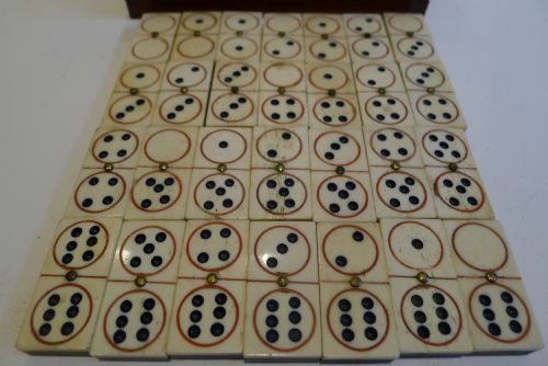 fig 1. Unusual Antique English Boxed Dominoes c.1890