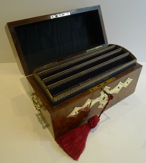 MAGNIFICENT GRAND FRENCH THREE PIECE DESK SET HAND PAINTED PORCELAIN INSET C1860 - ADDITIONAL PHOTO 4