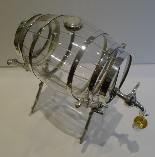 fig 1. Antique English Glass and Silver Plated Spirit Barrel c.1890