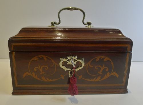 Antique English Inlaid Mahogany Tea Caddy C.1790
