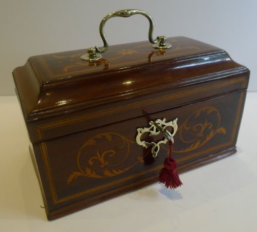 fig 1. Antique English Inlaid Mahogany Tea Caddy c.1790