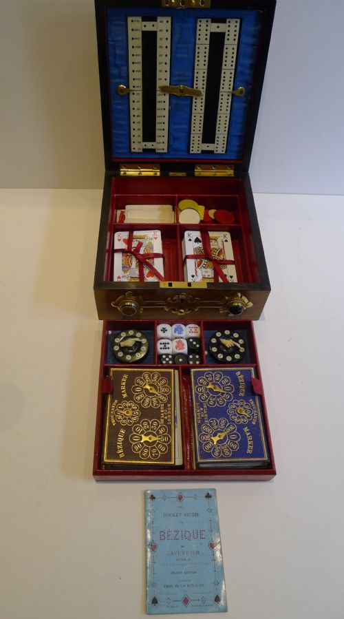 fig 2. Superb Fitted Brass and Agate Mounted Walnut Games Box c.1870