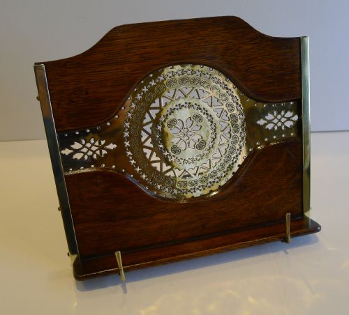 Antique English Oak and Brass Lectern / Book Rest C.1890