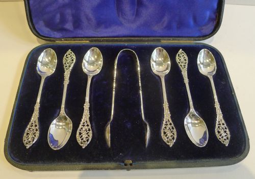 Magnificent Set English Sterling Silver Spoons by William Comyns - 1893