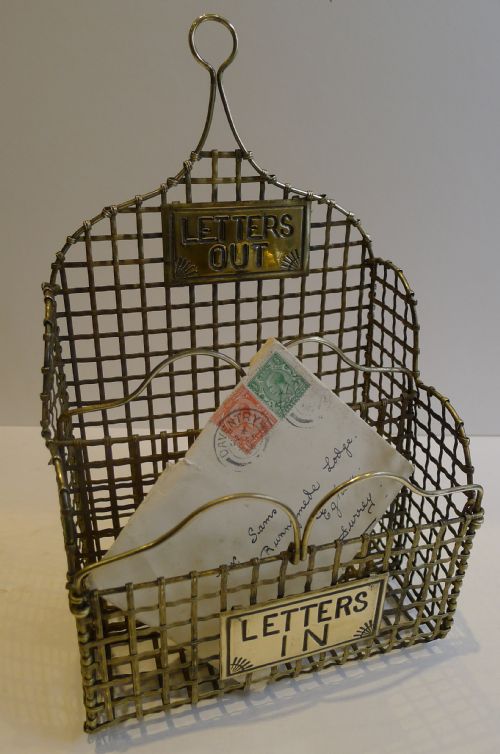 Victorian English Brass Mesh Letters Box or Caddy C.1880