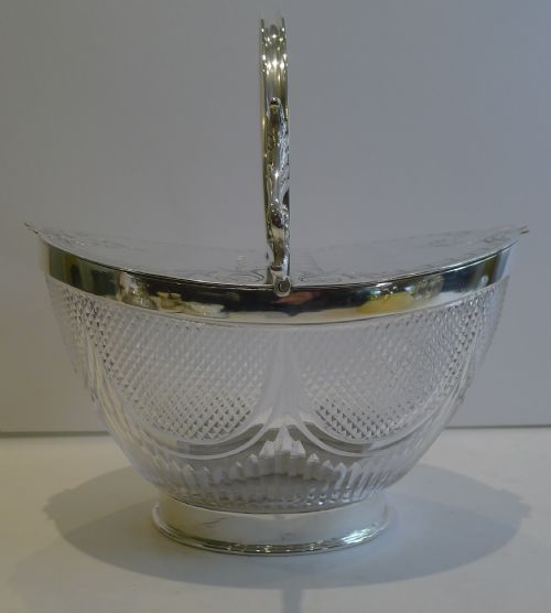 Antique English Cut Crystal and Silver Plated Biscuit Box C.1890