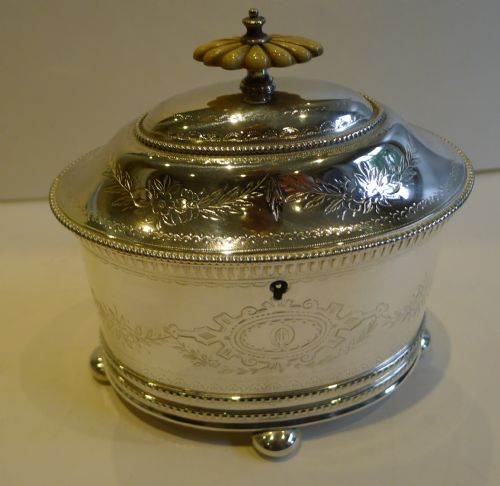 Magnificent Antique English Silver Plated Tea Caddy C.1880
