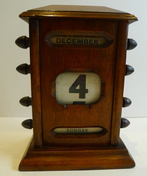 Antique English Mahogany Perpetual Desk Calendar C.1900