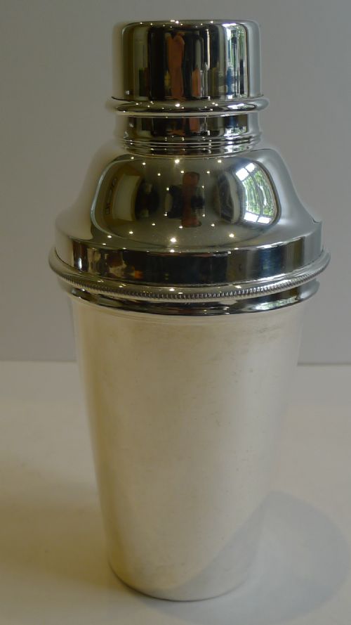 Unusual Silver Plated Cocktail Shaker by Walker and Hall C.1932 - Integral Lemon Squeezer