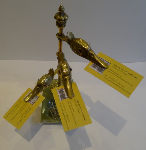 Rare Early Twentieth Century Figural Desk Tidy - Brass Ducks with Glass Eyes C.1910