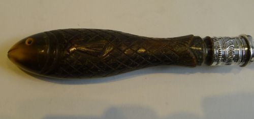 fig 1. Rare Figural Fish Servers - Carved Fish Handles - 1904