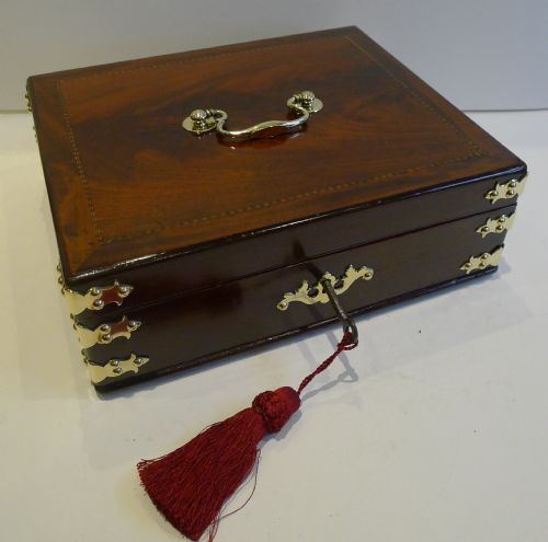 English Sheraton Period Jewellery Box with Secret Drawer C.1790