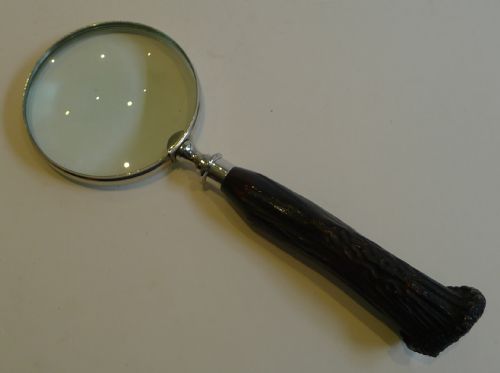 fig 1. English Antler Horn and Sterling Silver Handled Magnifying Glass - 1917
