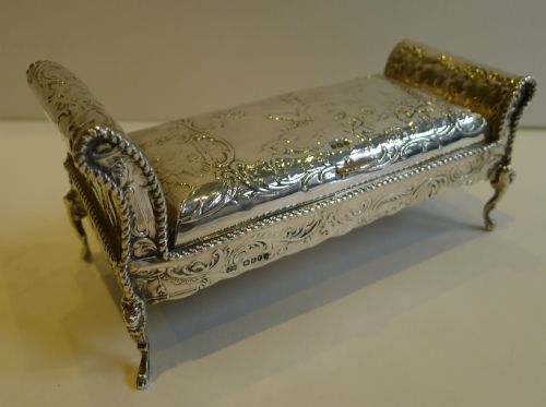 Unusual Antique Sterling Silver Novelty Inkwell / Desk Set - 1899
