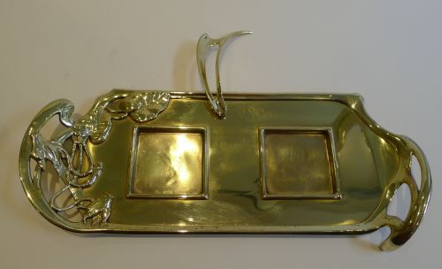 FABULOUS ART NOUVEAU GESCHUTZ DOUBLE INKWELL INKSTAND C1895 - ADDITIONAL PHOTO 2