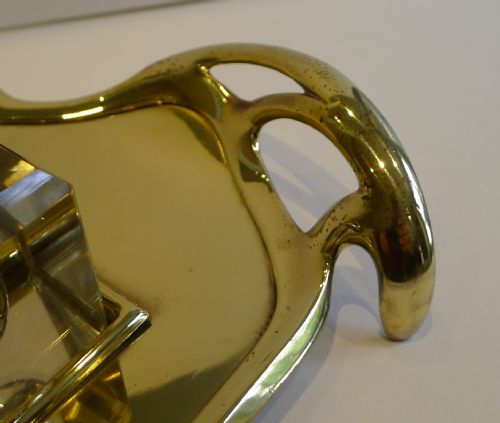 FABULOUS ART NOUVEAU GESCHUTZ DOUBLE INKWELL INKSTAND C1895 - ADDITIONAL PHOTO 5