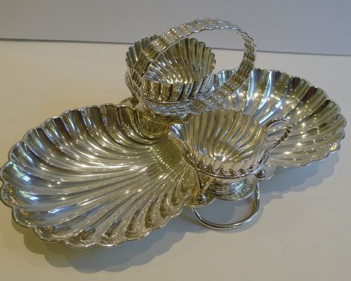 Antique English Silver Plated Strawberry Set by Hukin and Heath C.1890