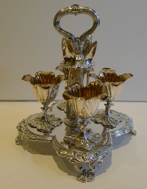 Exquisite Victorian Egg Cruet / Cups for Four C.1880