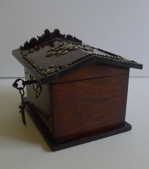 fig 1. Antique French Table Vesta - Dog In Kennel With Glass Eyes c.1890