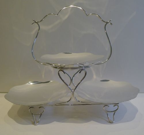 Elegant English Silver Plated Cake Stand by Levesley Brothers of Sheffield C.1900