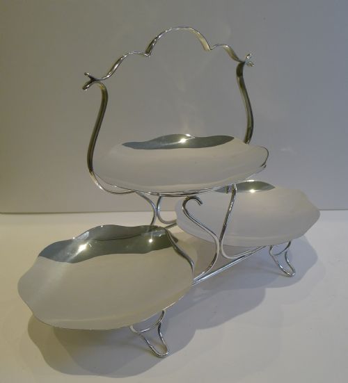fig 1. Elegant English Silver Plated Cake Stand by LEVESLEY BROTHERS of Sheffield c.1900