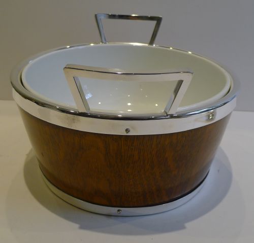 fig 2. Antique English Oak and Silver Plated Salad Bowl and Servers c.1890 by Daniel and Arter