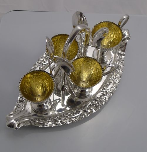 fig 2. Magnificent Antique English Silver Plated Egg Cruet by Walker & Hall c.1903