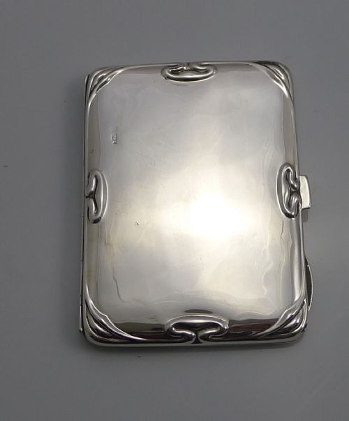 Elegant Antique Art Nouveau Sterling Silver Visiting Card Case