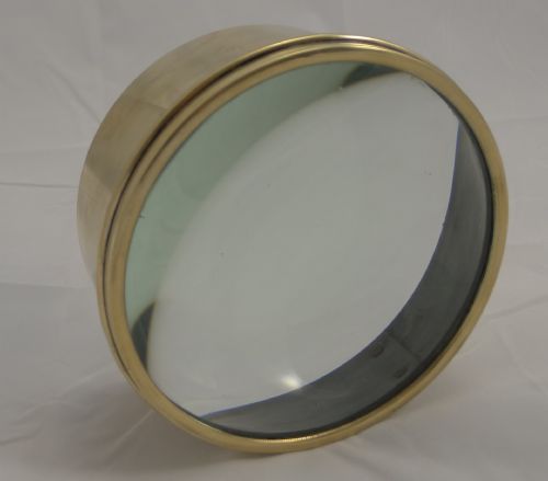 Mammoth English Antique Brass Desk Magnifying Glass / Paperweight C.1910