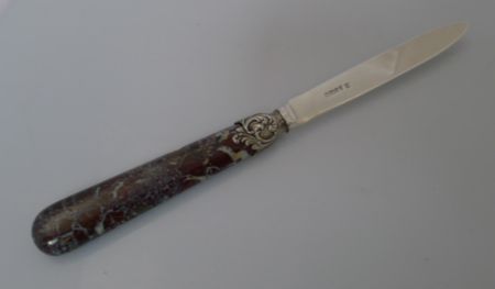 Antique English Sterling Silver and Scottish Agate Letter Opener by Mappin and Webb