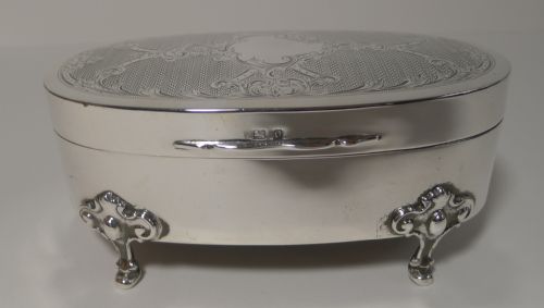 fig 1. Stunning Large Antique English Sterling Silver Jewellery Box - 1913