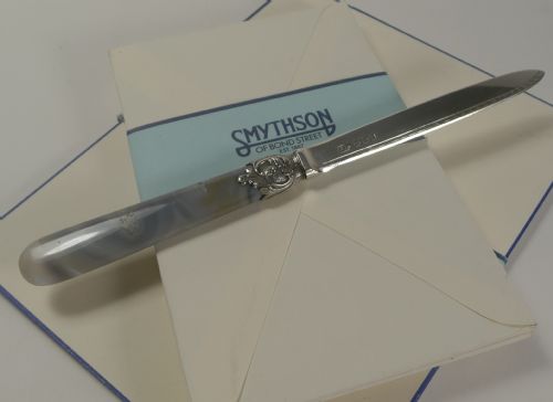 English Sterling Silver and Scottish Agate Letter Opener - 1929