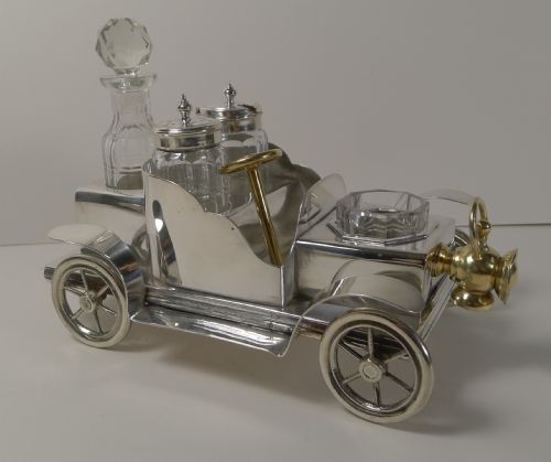 Rare Antique English Novelty Cruet in Silver Plate - Car - By William Briggs