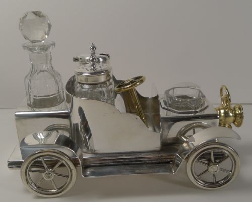 fig 2. Rare Antique English Novelty Cruet In Silver Plate - Car - by William Briggs