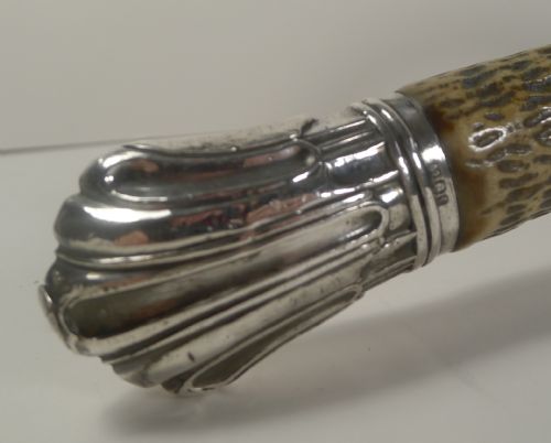 fig 1. English Antler Horn & Sterling Silver Magnifying Glass - 1917
