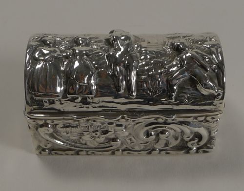 Antique English Sterling Silver Ring Box for Two Rings - 1909