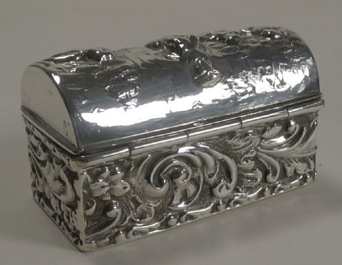 fig 1. Antique English Sterling Silver Ring Box For Two Rings - 1909