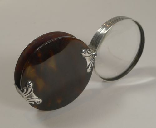 fig 1. Elegant Georgian Tortoiseshell and Silver Magnifying Glass c.1800