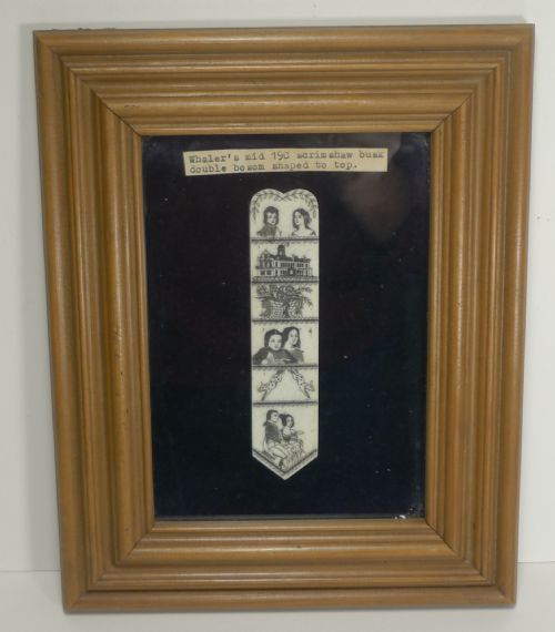 Antique Framed Scrimshaw Whalebone Busk C.1850