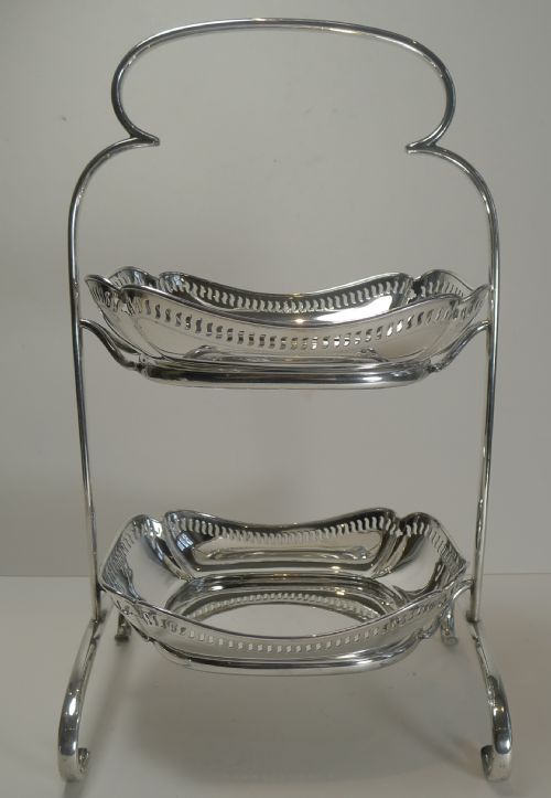 Elegant Antique English Two Tier Cake Stand by Atkin Brothers C.1900