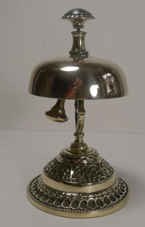 Stunning Large Antique English Brass Desk or Counter Bell C.1880