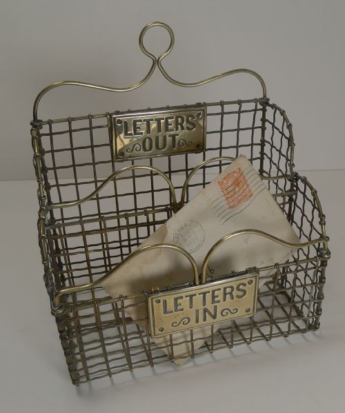 Victorian English Brass Mesh Letters Box or Caddy C.1880