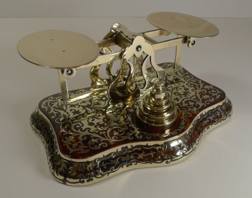 Top Quality Antique English Boulle Postal / Letter Scales by Leuchars of London C.1870