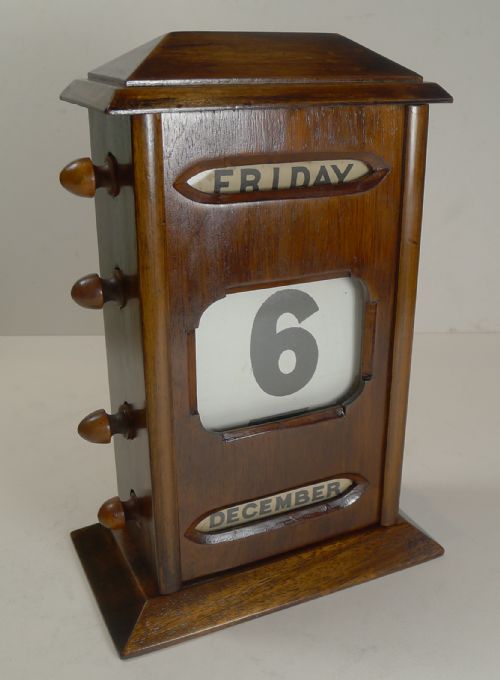 Antique English Mahogany Perpetual Desk Calendar C.1900