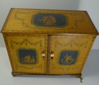 fig 1. Magnificent English Regency Jewellery Cabinet - Hand Painted c.1820