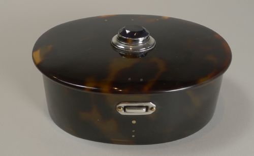 Tortoiseshell, Sterling Silver and Amethyst Trinket Box - 1919