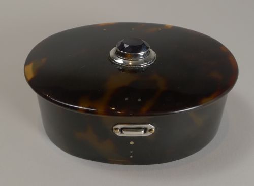 fig 1. Tortoiseshell, Sterling Silver and Amethyst Trinket Box - 1919